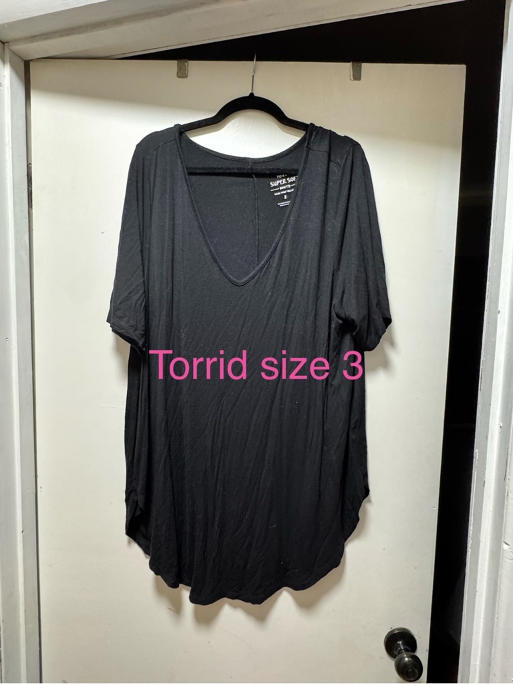 torrid Black V-Neck Draped Short Sleeve Tunic
